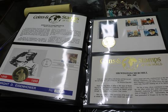 Three first day cover coins and an album and other first day covers